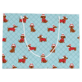 Feestelijke Kerst Teckel Inpakpapier Groot Cadeauzakje (Achterkant)