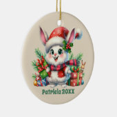 Feestelijke Kerst toevoegen naam datum bericht Bun Keramisch Ornament (Rechts)