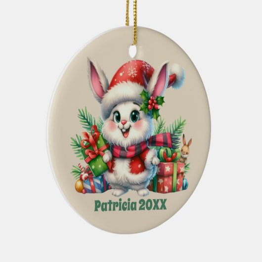 Feestelijke Kerst toevoegen naam datum bericht Bun Keramisch Ornament (Rechts)