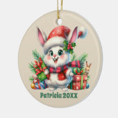 Feestelijke Kerst toevoegen naam datum bericht Bun Keramisch Ornament (Links)