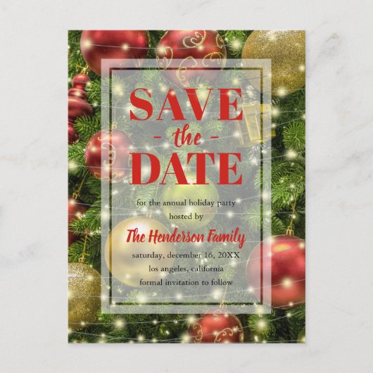 feestelijke kerst | Vakantiepartij Opslaan datum Uitnodiging Briefkaart (Voorkant)