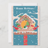 Feestelijke Kerst Vogelhuis Plat Kerstkaart (Voorkant)