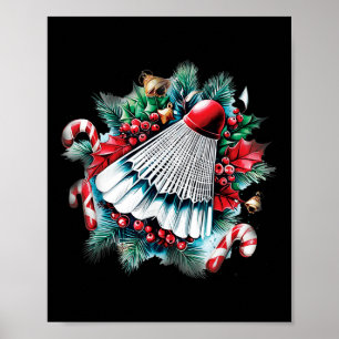 Feestelijke kerst voor badmintonliefhebbers, Kerst Poster