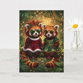 Feestelijke Kerst Wasbeer Jungle Vrienden Kaart