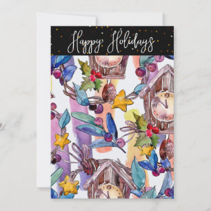 Feestelijke Kerst Watercolor Illustratiekaart Feestdagenkaart