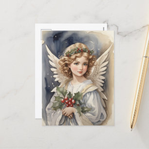 Feestelijke Kerst waterverf Angel Vakantie Feestdagenkaart