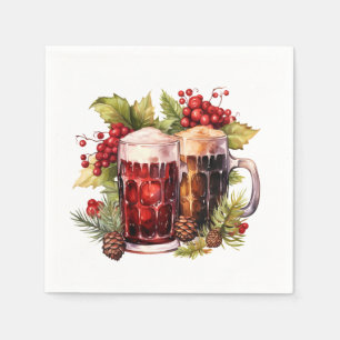 Feestelijke kerst waterverf bier drink servet