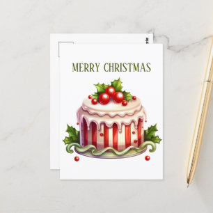 Feestelijke kerst waterverf cake tekst toevoegen briefkaart