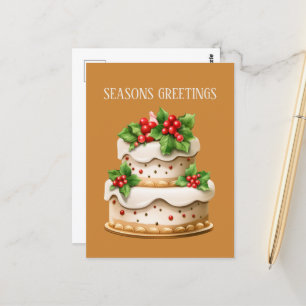 Feestelijke kerst waterverf cake tekst toevoegen briefkaart