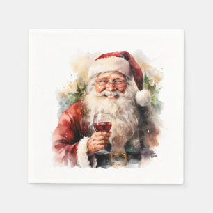 Feestelijke Kerst waterverf Santa drink servet