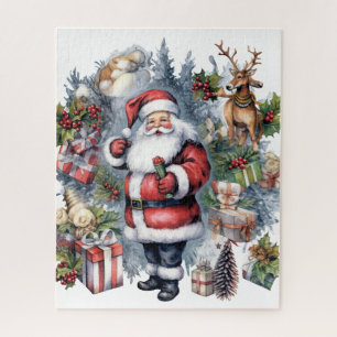 feestelijke kerst waterverf Santa Legpuzzel