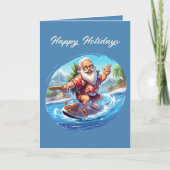 Feestelijke Kerst waterverf Santa strand Kaart (Voorkant)