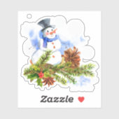 Feestelijke Kerst Waterverf Sneeuwman Sticker (Vel)
