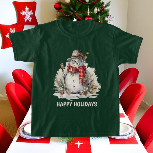 Feestelijke Kerst waterverf sneeuwpop tekst toevoe T-shirt
