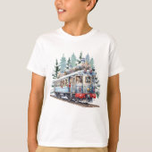 feestelijke kerst waterverf trolley t-shirt (Voorkant)