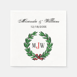 Feestelijke Kerst Xmas Hulst Krans Monogram Servetten
