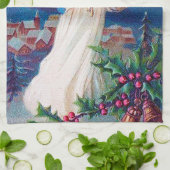 feestelijke kerstavond Angel Holiday Theedoek (Gevouwen)