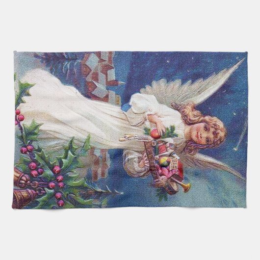 feestelijke kerstavond Angel Holiday Theedoek (Horizontaal)