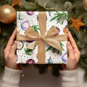 Feestelijke Kerstbal Waterverf Kerstmis Cadeaupapier