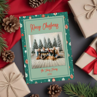 Feestelijke kerstballen & sneeuwvlokken kaart