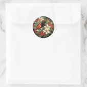 Feestelijke Kerstbloemen en -loof Ronde Sticker (Tas)