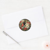 Feestelijke Kerstbloemen en -loof Ronde Sticker (Envelop)