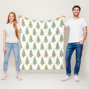feestelijke kerstbomen op wit fleece deken