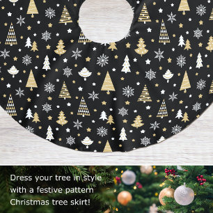 Feestelijke Kerstbomen Sneeuwvlokken Zwart Kerstboom Rok