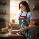 Feestelijke Kerstbomen Winter Gepersonaliseerde Na Schort