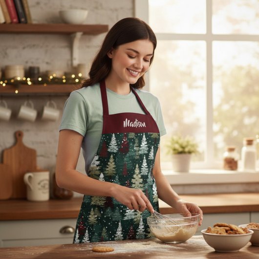 Feestelijke Kerstbomen Winter Gepersonaliseerde Na Schort