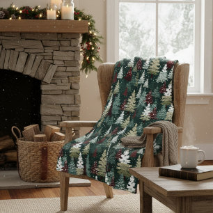 Feestelijke Kerstbomen Winter Sneeuw Vakantie Fleece Deken