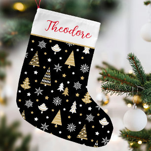Feestelijke Kerstboom Aangepaste Naam Zwart Kleine Kerstsok
