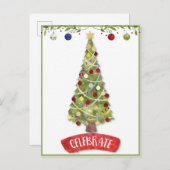 feestelijke kerstboom briefkaart (Voorkant / Achterkant)