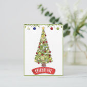 feestelijke kerstboom briefkaart (Staand voorkant)