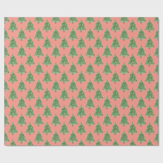 Feestelijke kerstboom - Coral Background Holiday Cadeaupapier (Vlak)