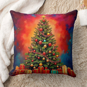 Feestelijke Kerstboom en Kunst van Cadeaus Kussen