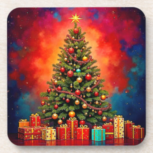 Feestelijke Kerstboom en Kunst voor Cadeaus Bier Onderzetter
