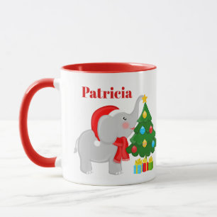 Feestelijke kerstboom en -olifant mok
