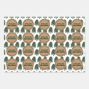 Feestelijke kerstboom FELIZ NAVIDAD Inpakpapier Vel