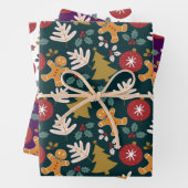 Feestelijke Kerstboom Gingerbread Heren & Kerstbel Inpakpapier Vel (In situ)