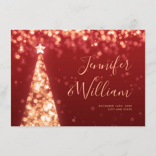 Feestelijke kerstboom Goud Rood Trouwbedankkaart Informatiekaartje (Achterkant)