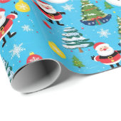 Feestelijke Kerstboom hemelsblauw Inpakpapier (Rol Hoek)