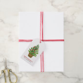 Feestelijke kerstboom op Wicker Basket Holiday Cadeaulabel (Met Touw)