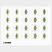 Feestelijke kerstboom op Wicker Basket Holiday Ronde Sticker (Vel)