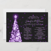 Feestelijke kerstboom Paarse bruiloft menu program Kaart (Voorkant)