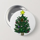 feestelijke kerstboom ronde button 7,6 cm (Voorkant /achterkant)
