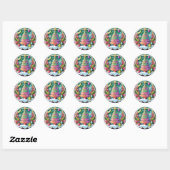 Feestelijke kerstboom ronde sticker (Vel)