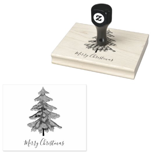 feestelijke kerstboom 	rubberstempel (Gestempeld)