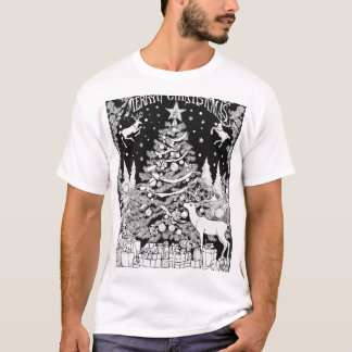 Feestelijke Kerstboom Silhouette Zwart Design op T-shirt