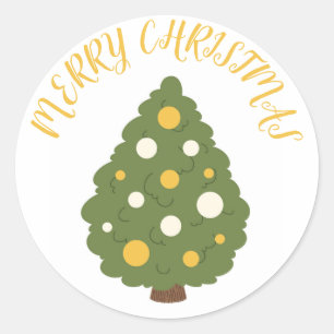 Feestelijke kerstboom Sticker met "Merry Christm